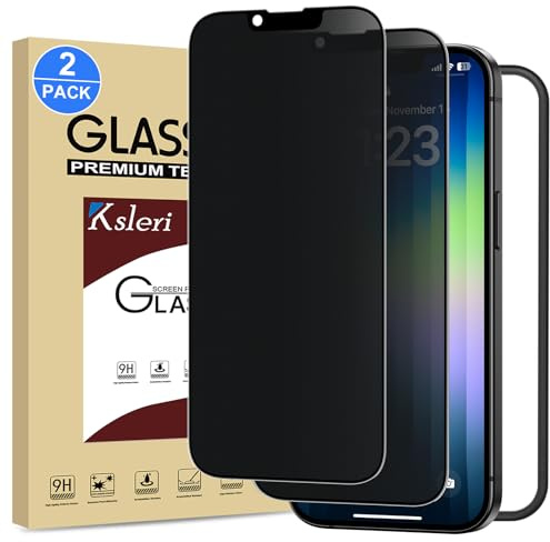 Ksleri 2 Stück Sichtschutz Matt für 14 Plus/iPhone 13 Pro Max 6,7 Zoll | 9H Mattes Schutzglas Sichtschutzfolie, 25° Blickschutz, Anti-Fingerabdrücke & Anti-Reflex, Einfache Installationshilfe
