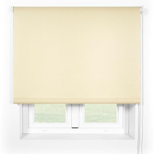 Blindecor Ara Clement Beige | Estor Enrollable con Tejido translúcido 120 x 190 cm (Ancho por Alto) | Tamaño aproximado de la Tela 117 x 185 cm| Estores para Ventanas