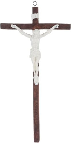 Alipis Religiöses Katholisches Kruzifix-Kreuz Aus Holz Zum Aufhängen An Der Wand Christliches Wandkreuz Aus Holz Mit Jesus Für Wohnzimmer Zuhause Kirchendekoration