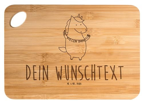 Mr. & Mrs. Panda Personalisiertes Schneidebrett Einhorn Dankeschön - Personalisierte Geschenke, Vielen Dank, Unicorn, Danksagung, Holzbrett Mit Gravur, Einhörner, Hochwertiges, Selbst Gestalten, Danke