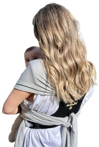 Amarsupiel Easy Porteo | Babytragetuch für Neugeborene mit 3D-Rückenstütze | Komfortabel & Einfach zu Bedienen | OEKOTEX-Stoff | Fronttrage | Babytragetuch bis 9 kg (Grau)
