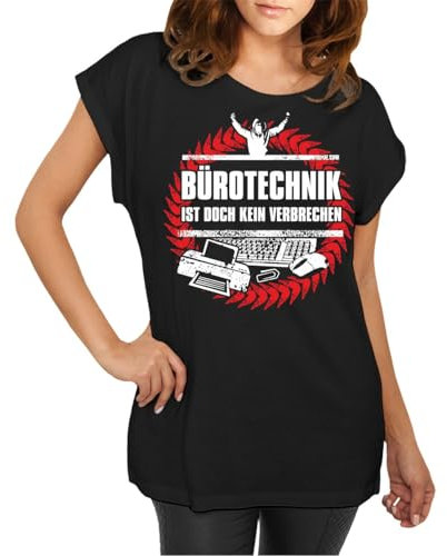 Damen T-Shirt Bürotechnik ist doch kein Verbrechen lustiger Spruch Sekretärin Größe XS - XXL