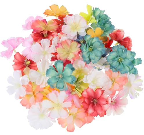 50 Stück Blumenköpfe Zum Basteln Kunstblumen Miniatur Künstliche Blumenköpfe Seide Künstliche Blumeköpfe Blütenköpfe Deko Für Hausgarten Hochzeit Feste Partei Haus DIY Basteln Scrapbooking