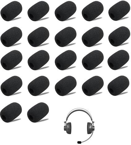 22 Pcs Headset Microphone Foam Covers, Head Mic Foam Cover, Dead Cat/Wind Muff, Microphone Muffler/Windscreen, For Lapel Mics Clip-On Mics, Classroom, Conference Room, News Interview (Black)