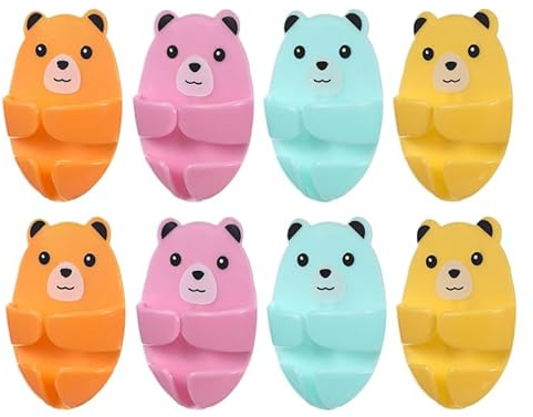 8pcs Cute Cord Hook Adhesive Plastic Cable Holders for Plug Storage Strong Adhesion No Drilling Required for Kitchen Office and Multi-Scene Use