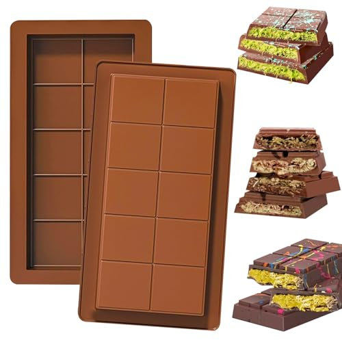 2 STK Schokoladenform Silikon Pralinenform Silikon Tiefe Schokoriegelform Extra Tiefe Schokoladenform mit 10 Mulden für Schokolade Pralinen Süßigkeiten