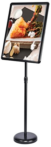 Verstellbarer Poster-Bodenständer, A2-Plakatständer, Schnapprahmen, Schilderständer, verstellbarer Aluminium-Display-Menühalter, bodenstehende Schilderhalter(Black)