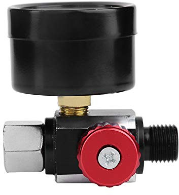 Tihebeyan Air Regulator Spray Gun Mini Size Lightweight Glass Lens Pressure Gauge 1/4 with Diaphragm Control for Sprayguns and Air Tools
