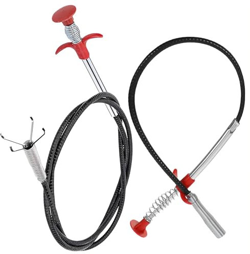 HAMKU 2 Pezzi Pinza Telescopica,Molla Pick-Up stura lavandino sturalavabo Sonda Pinza Asta Flessibile Prenditutto Asta flessibile con pinza 60/160 cm raccogli oggetti pulizia tubi gancio
