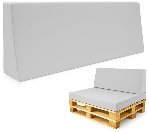 Amazinggirl Coussin Palette de Jardin en Mousse Assise Coussin de Dossier 120x40 cm - Coussins Exterieur et Interieur Gros oreillers pour d'assise canapé Banc Balcon Banquette et terrasse Gris Clair