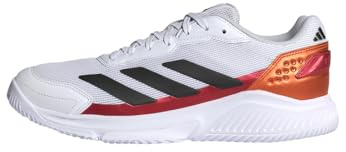 adidas Uomo Courtquick Mens Padel Shoes, Ftwr White/Core Black/Lucid Orange, 44 EU