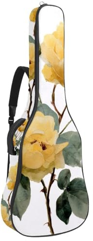 Gitarrentasche, 101,6 cm, 104,7 cm, 1 cm dick, Schaumstoff, weich gepolstert, für Akustik-, E-Bass, klassische Gitarre, Aquarell, Wildblumen, Kräuter, Gras, Schmetterlinge und Libelle, Multicolor 08