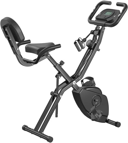 Bicicleta Estática Plegable para Casa con Resistencia Magnética Silenciosa, 8 Niveles Ajustables, Diseño Compacto y Ahorra Espacio para Entrenamiento Cardio en Interiores