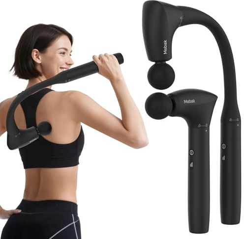 Mebak M3 Pistola Massaggio Muscolare Massaggiatore 2 in 1 Trasformabile Massage Gun 5 Velocità Elettrico Ultra Silenzioso Portatile Pistola Massaggiante per il Relax di Schiena, Spalle e Corpo