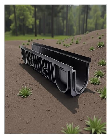 Copertura per grondaia in plastica PE - Soluzione di drenaggio per giardino, parco, marciapiede, grondaia senza mattoni (15 x 15 x 50 x 2 cm)