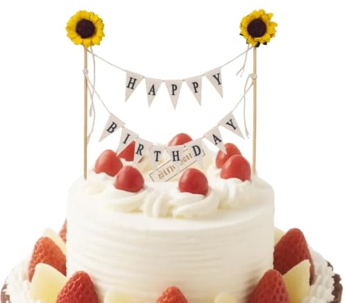 Happy Birthday Tortenaufsatz für Frauen und Mädchen, Happy Birthday Wimpelkette Banner & Blume Kuchen Dekorationen Flaggen Party Dekor Supplies