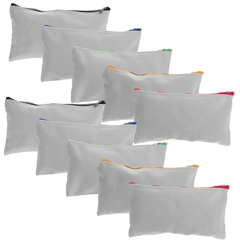 GALPADA 15 Stück Selbstgemacht Sublimations Canvas Tasche mit Reißverschluss Vielseitige Mädchen Kosmetiktasche aus Segeltuch für Selbstgemacht Basteln und Hotelgebrauch Zufällige Farbe