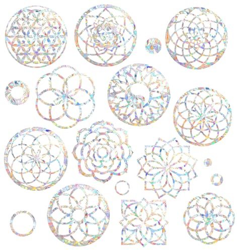 Rainbow Window Stickers, 18 Pcs Prism Window Cling for Windows Bird Deterrent, Sun Catcher Sticker (2 Sheets)