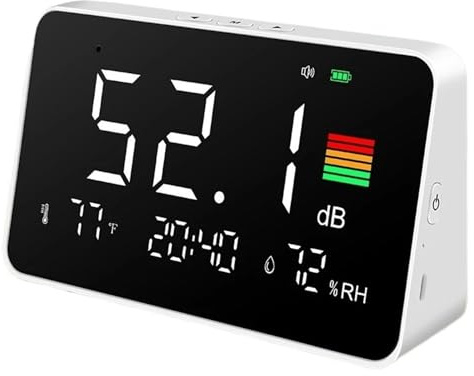 Fonometro, Misuratore di livello sonoro digitale con ampio schermo LCD, misuratore di rumore digitale da tavolo, misuratore di decibel da 30 a 130 dBA, tester di monitoraggio dei decibel