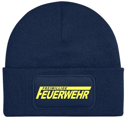 UGLYSHIRT Feuerwehr Mütze | Firefighter Strickmütze – freiwillige Feuerwehr Wintermütze Unisex Männer Frauen | Patch Beanie M3