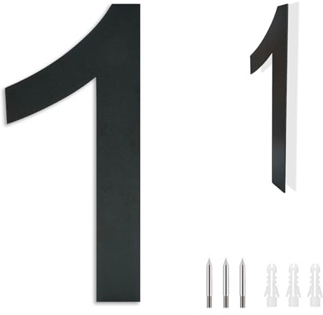 ZCLIKEU Numero civico in acciaio inox SUS304, targa in acciaio inox, RAL 7016, struttura fine verniciata a polvere, per porte, case, strade, altezza 20 mm, numero 1