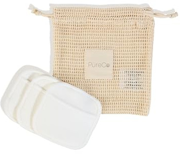 Pure Cotton Reusable Pads Set – 3 Pieces (8x8 cm) with Mesh Bag | Soft, Washable, Eco-Friendly Facial Cleansing Pads