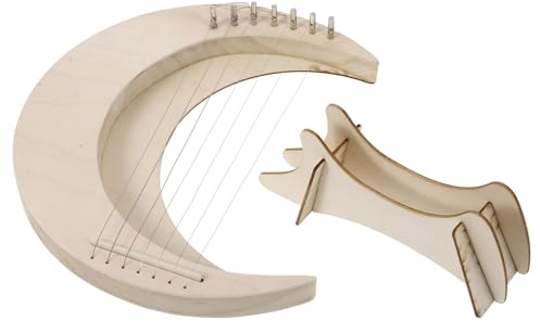 JEWEDECO 7 Saitige Holz Leierharfe mit Metallsaiten Filigranes Musikinstrument für Anfänger Stabile Klangharfe mit Sockel Tragbare Kleine Harfe für Geschenk und Musikspaß