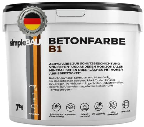 simpleBAU Betonfarbe Anthrazit 7kg Außen Steinfarben Wetterfest Boden