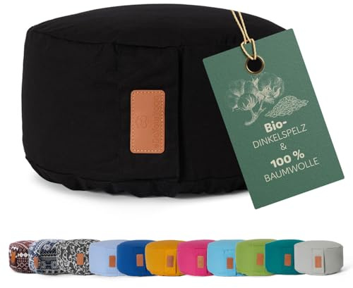 #DoYourYoga rundes Yogabolster 30cm x 15cm | Waschbarer Bezug |gefüllt mit Bio-Dinkelspelz (KBA) oder Bio-Buchweizenschalen (KBA) | Yoga Kissen für Yin Yoga & Meditation