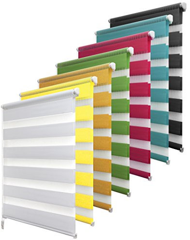 Garduna Doppelrollo Klemmfix ohne Bohren - 80 x 210cm - für TÜREN Weiß - Duo-Fenster-Rollo mit Klemmträger