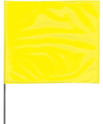Presco 21 in. Steel Wire Staff Marking Flags [2.5 in. x 3 in. Flag]: 2 in. x 21 in. (Neon Yellow) / 12-flags