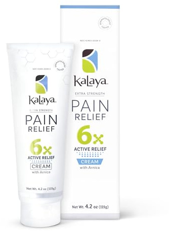 Kalaya Pain Relief Cream with Arnica for Muscles and Joints – 6 Natural Active Ingredients with Long Lasting and Fast Acting Relief in 3 Minutes - Dermatologist Tested to Soothe Tension - 4.2 oz