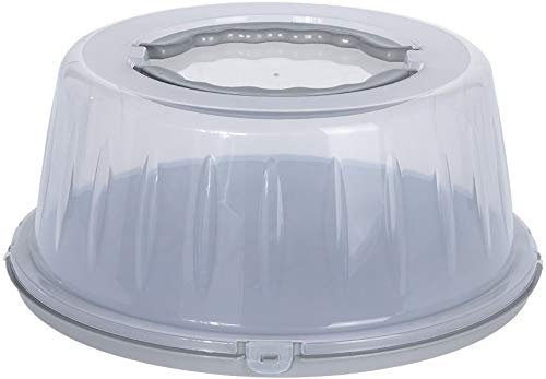 Large Round Plastic Cake Storage Box with Lid Cupcake Caddy Carrier Container (Grey)