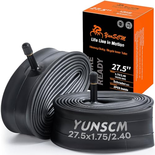 YUNSCM 2-st 27,5 tum kraftiga cykeldäck rör 27,5 x 1,75/2,40 AV32 mm Schrader-ventil 45/62-584 innerrör kompatibla med 27,5x1,75/1,95/2,10/2.125/2.40 cykelcykel Däckslangar