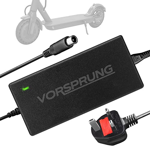VORSPRUNG® 42V 2A Electric Scooter Charger | Fast Charging with LED Indicator, UK Plug to 1-Pin Connector | Compatible with Xiaomi M365/Pro/1S, Ninebot ES Series, Segway, Aovo, Pure Air