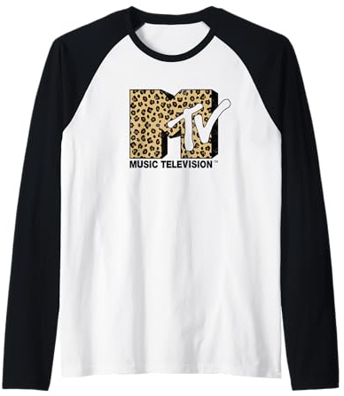 MTV Leopard Pattern Fill Logo Raglan