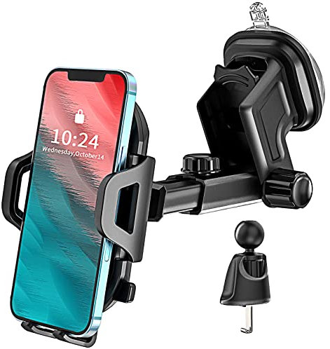 Car Phone Holder for Dashboard Windscreen Air Vent,Car Mount Cradle for iPhone 15 16 17 14 13 12 11 Pro Max XR XS X SE 2022 2020 8 Plus,Google Pixel 9 8 8A 7 7A 6A 6 4A ,Adjustable,Strong Sticky Pad