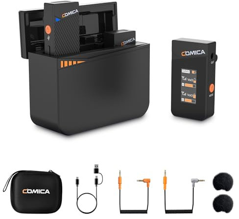 COMICA Vimo C3 Micro Cravate sans Fil avec Suppression du Bruit, Surveillance, Mise en Sourdine, Micros sans Fil pour DSLR Caméra Caméscopes iPhone Android Live-Streaming Vlogging