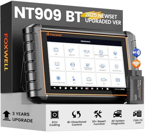 2026 Foxwell NT909 OBD2 Scanner Diagnostic Tool, All System Bidirectional Scanner Code Reader 30+ Resets, ECU Coding, CAN FD/DOIP, V.A.G Guide, 3 Yrs Free Update, Upgrade of NT726 NT809BT