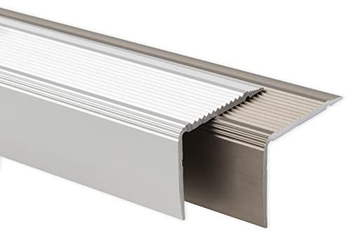 KARAT Nova - Profilés de nez de marches autocollants ou pré-percés avec matériel de montage - Profilés d'angle - Argenté - 1000 x 35 x 30 mm - Pré-percés