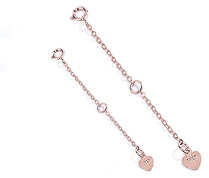 Buer Homie 2PCS Necklace Extender Silver 925, 2/ 3 Chain Extension for Bracelet Or Anklet, 925 Sterling Silver Chains for Jewellery Making DIY (Rose Gold)