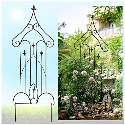 Treillis De Jardin en Fer Cadre d'escalade 140cm × 50cm Support De Plantes De Grimpantes, Treillage Métal, pour Extérieur, Jardin, Terrasse, Balcon, Parterre De Fleurs