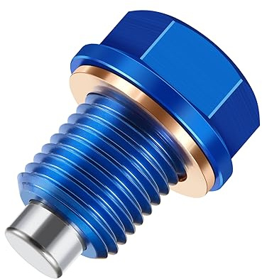 M12 x 1.5 Magnetic Oil Drain Plug 7075 Aluminum with Crush Washer Gaskets Replacement for BMW Benz