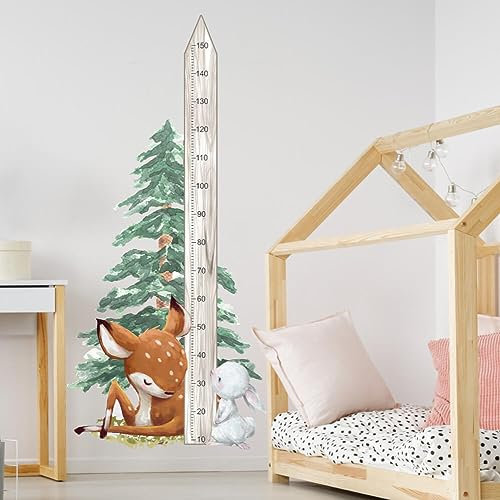 INSPIO Wandtattoo Messlatte für Kinder 150 cm mit Tieren FOREST
