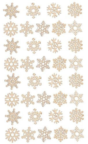 Garneck Aus Holz Gefertigt. 9 Stile. Mini-schneeflockenanhänger Je 5 Stück Für Christbaumschmuck Und Dekorationen.