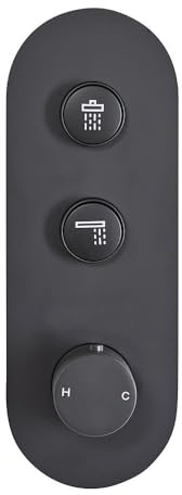 MILANO 2 Outlet Push Button Thermostatic Mixer Shower Valve Black