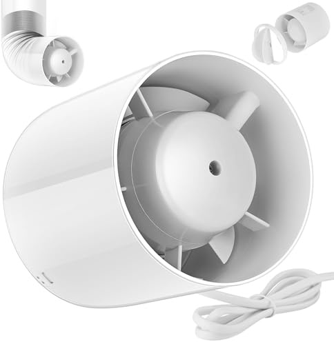 Aprto Rohrventilator 100mm, Rohrlüfter 130 m³/h Abluftventilator 34dB Leise | Rohrlüfter 100mm, Rohrventilator Rauchabzug für Badezimmer, Küche, WC, Gewächshaus, Growzelt, Garage