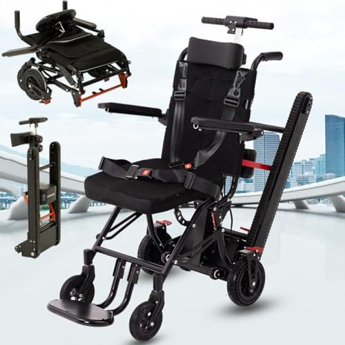 2-in-1 tragbares motorisiertes elektrisches Handicap-Heberad zum Treppensteigen, leicht faltbar, Rahmen aus Kohlenstoffstahl, bürstenloser 200-W-Motor, 13-A-Lithiumbatterie und maximale Bela