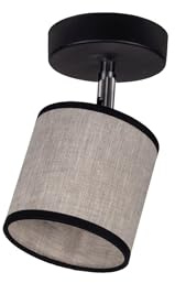 Deckenstrahler Stoffschirm Metall Schwarz Beige Wohnzimmer Schlafzimmer B:10 cm E14 verstellbar gemütlich wohnlich blendarmer Deckenspot Büro LADIUM