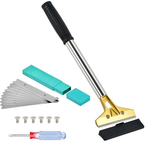 AMSGANK Raschietto Vetro con 10 Lame, 4 Raschietto per Piastrelle con Impugnatura Raschietto per Vernice Strumenti per Rimuovere Colla, Adesivi e Carta da Parati